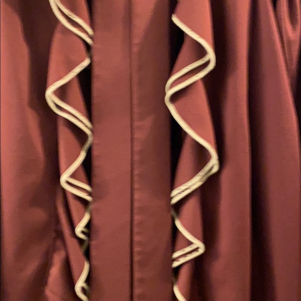 Dennis Basso!  Ruffled burgundy color Jacket